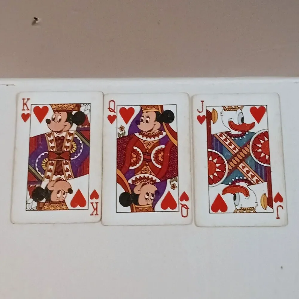Vtg Walt Disney King Mickey Playing Cards-Hard Storage Box-1970s-Park Souvenir